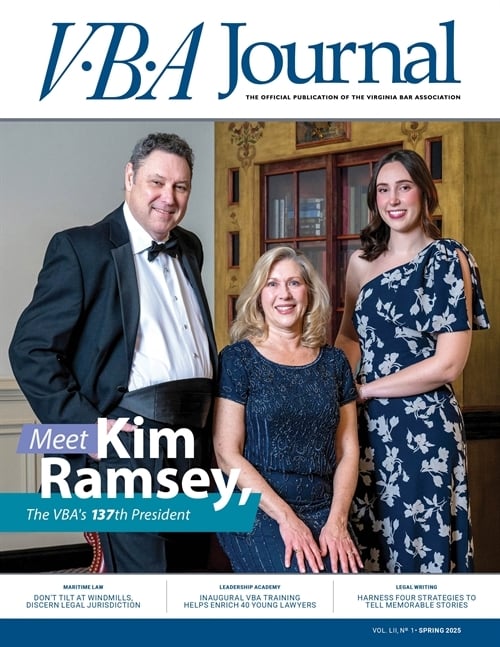 VBA Journal Spring 2025 cover with Kim Ramsey and family